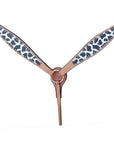 HILASON Western  Horse Leather Headstall & Breast Collar Set White Leopard