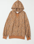 Leopard Long Sleeve Drawstring Hoodie