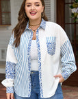 Livia Striped Patchwork Casual PLUS Shirt