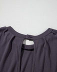 Solid Open Back Cap Sleeve Knit Romper