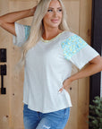 Chana Stripe Floral Sleeves Top