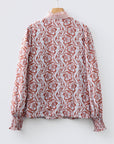 Floral Stripe Frilled Trim Long Sleeve Shirt