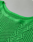 Pointelle Knit Scallop Edge Short Sleeve Top
