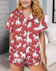 Baha Ranch Red Bronc Satin Ruffle Western Pajama Set