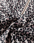 Leopard Half Zip Long Sleeve Blouse