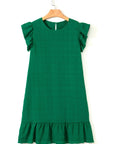 Claire Textured Flutter Sleeve Ruffled Mini Dress