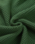 Solid Textured Knit Crewneck Sweater