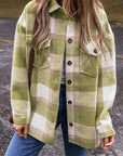 Plaid Button-Up Flap Pockets Shacket
