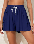 Ruffle Drawstring Elastic Waist Bikini Swim Shorts