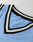 Solid Contrast Trim V-Neck Sleeveless Mini Dress