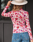 Rosalie Floral Long Sleeve Slim Fit Mesh Top