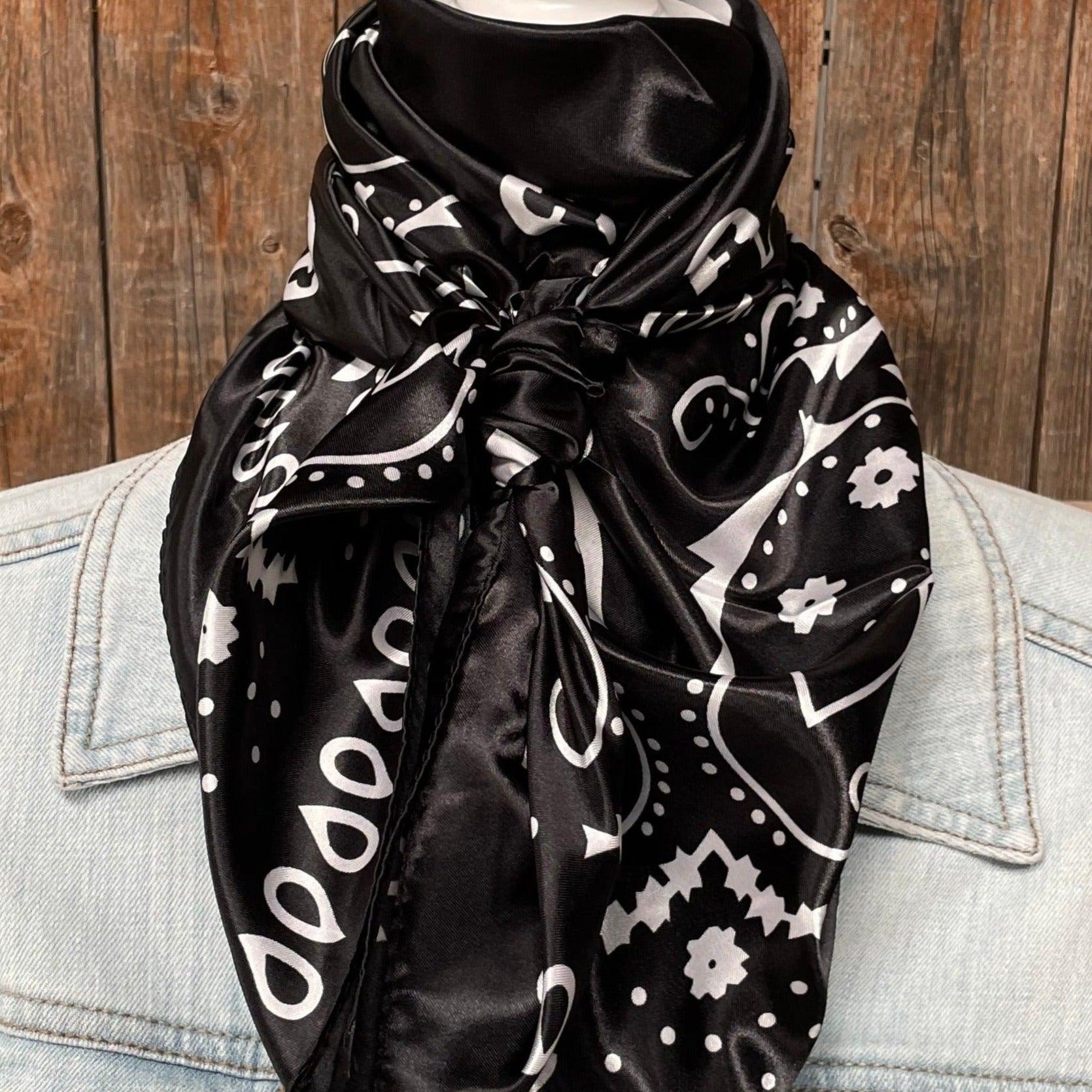 35X35"  Black &amp; White Paisley Wild Rag / Scarf WR3411
