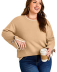 Plus Size Leopard Bow Split Cuff Sweater
