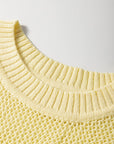 Solid Hollowed Knit Sleeveless Sweater Top