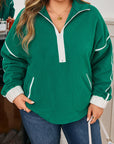 Ava Contrast Trim Fleece Plus Sweatshirt