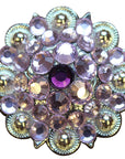 1.5 Inch Amythyst Rose Crystals Berry Silver Bling Saddle Cowgirl Hilason