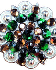 Brool Brown Green Crystals Berry Headstall Saddle Tack Cowgirl Hilason