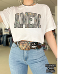 Camo Amen Tee or Crewneck