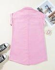 Denim Short Sleeve Double Chest Pocket Shirt Dress