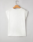 Ivy Lace Patchwork Cap Sleeve Round Neck Top