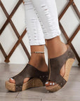 Skylar Pu Leather Wedge Slippers