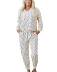 Polka Dot Waffle Knit Top and Pants Lounge Set