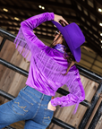 PURPLE FRINGE VELVET PERFORMANCE RODEO SHIRT