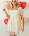 Winter Bubble Sleeve Square Dress