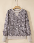 Leopard Patchwork Crew Neck Sweatshirt