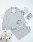 Solid Quarter-Zip Top and Drawstring Pants Set