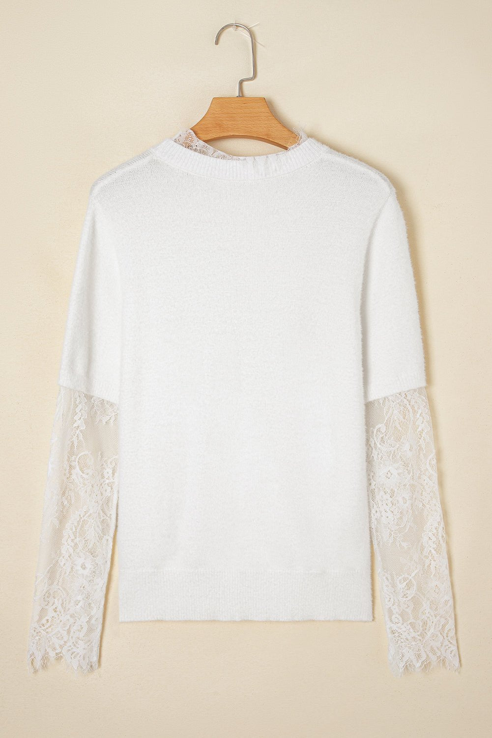 Samantha Lace Sleeve Two-piece Fuzzy Sweater