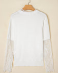 Samantha Lace Sleeve Two-piece Fuzzy Sweater