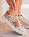 Armani Sequined Lace Up Sneakers