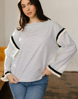 Anya Ruffle Trim Loose Long Sleeve Top
