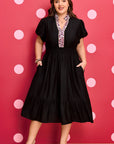 Plus Size Leopard Ruffle V-Neck Smocked Waist Dress