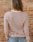 Stripe Long Sleeve Henley Top