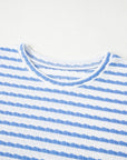 Stripe Knitted Top & Drawstring Shorts Set