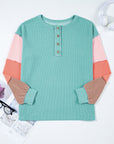 Aria Knit Colorblock Henley Top