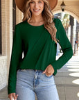 Alejandra Detail Solid Color Long Sleeve Top