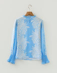 Floral Ruffle Collar Puff Long Sleeve Blouse