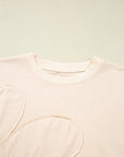 Flower Patchwork Raw Edge Drop Shoulder Top