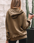 Solid Half-Zip Kangaroo Pocket Baggy Hoodie