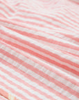 Stripe Floral Trim Ribbon Drawstring Waist Shorts