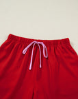 Ribbon Bow Top & Short Silky Pajama Set