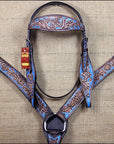 Hilason Western Horse Breast Collar Headstall American Leather Brown Turquoise