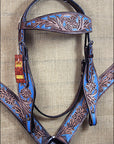 Hilason Western Horse Breast Collar Headstall American Leather Brown Turquoise