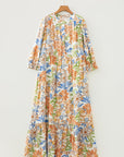 Plus Size Floral 3/4 Sleeve Tiered Dress