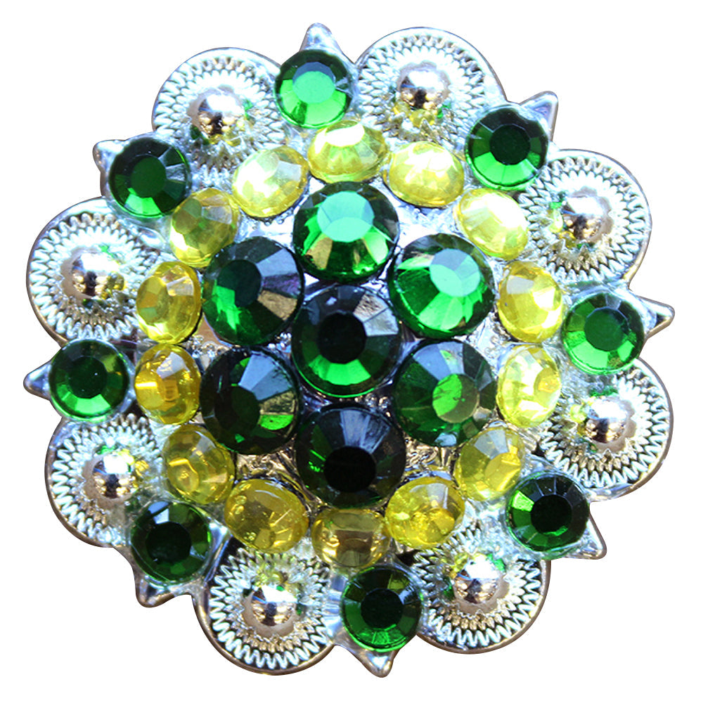 1.5 In Lemon Green Crystals Berry Silver Bling Headstall Saddle Hilason