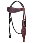 HILASON Western Horse Headstall Breast Collar Set Tack Genuine American Leather Basket Weave Dark Brown