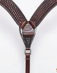 HILASON Western Horse Headstall Breast Collar Set Tack Genuine American Leather Basket Weave Dark Brown